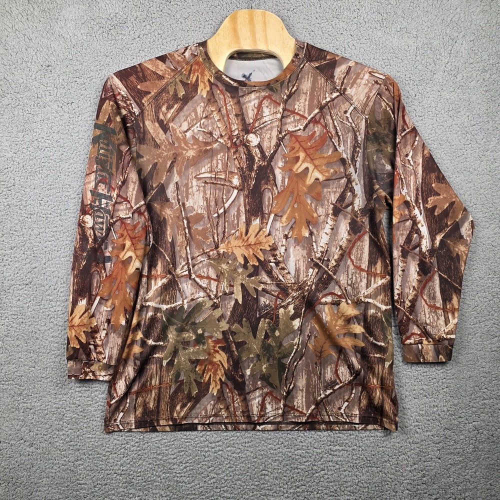 Knight Hale Shirt Mens XL Brown Camo Long Sleeve Raglan Hunting Performance Tee